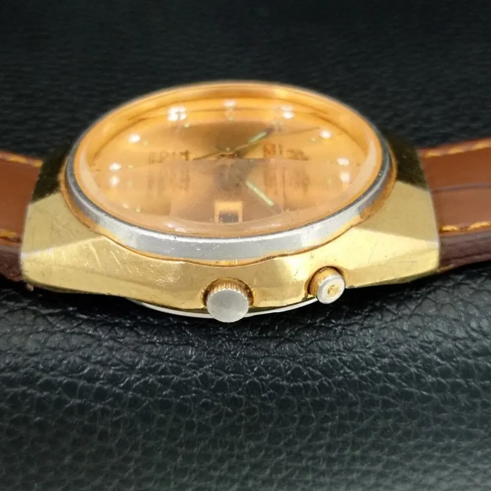 Vintage 1978 Orient Automatic Mens Gold Watch W/daydate & Gold Accents